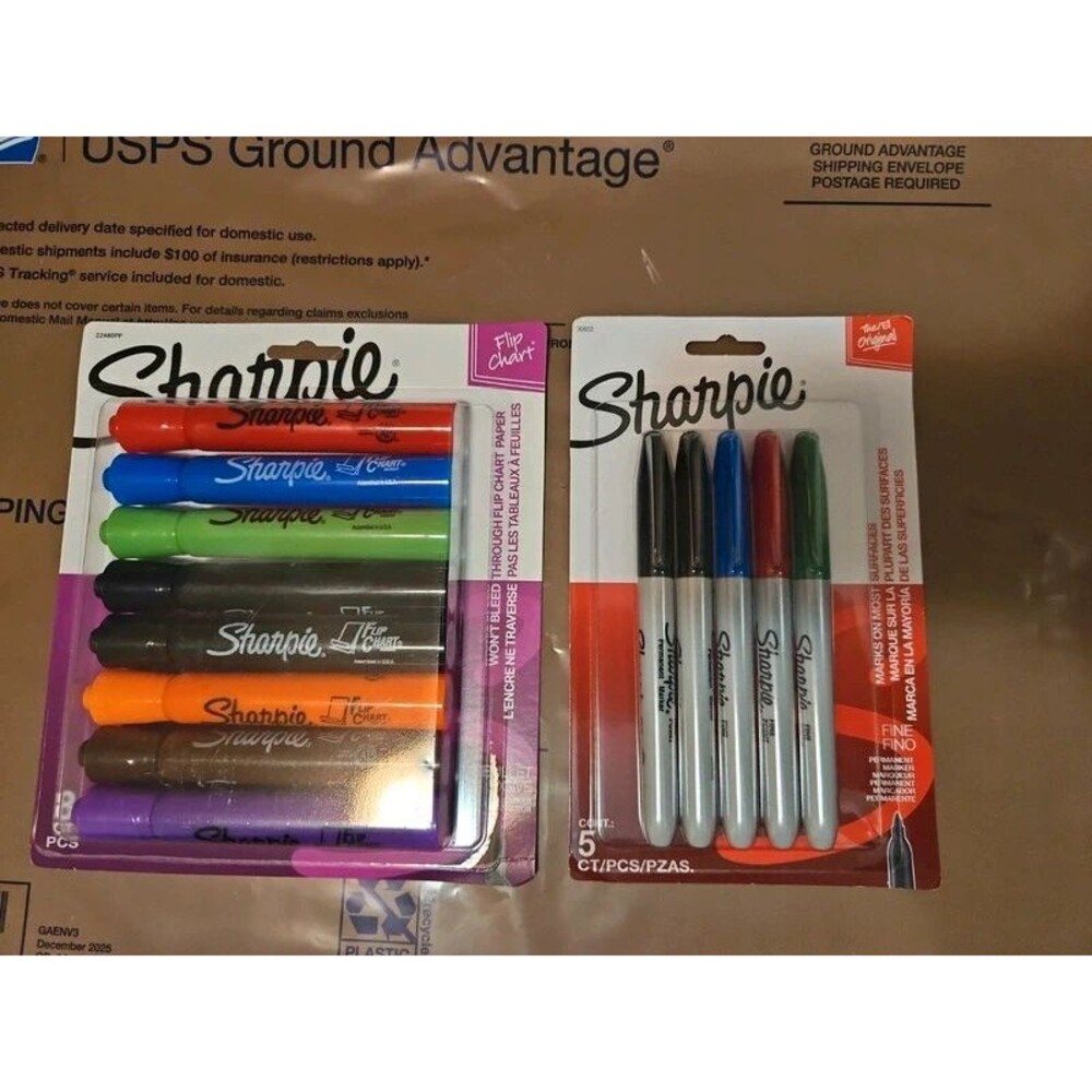 Sharpie FlipChart 8-pack and Sharpie Permanent 5-pack.